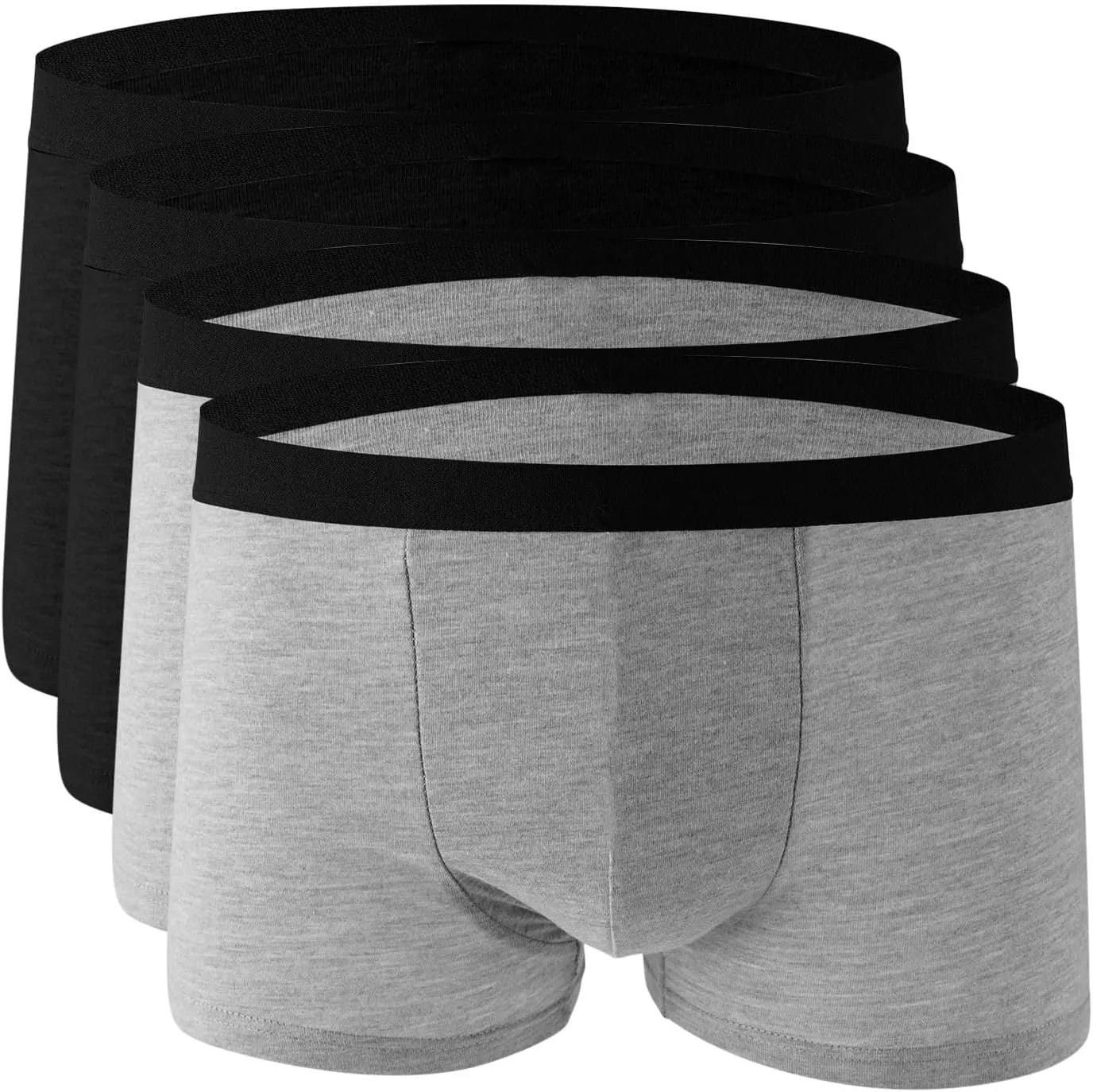 Plain Underwear for Men 4 Pack Cotton Stretch Boxer Briefs for Women Multipack Breathable Soft Trunks