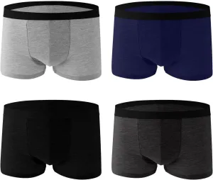 Plain Underwear for Men 4 Pack Cotton Stretch Boxer Briefs for Women Multipack Breathable Soft Trunks