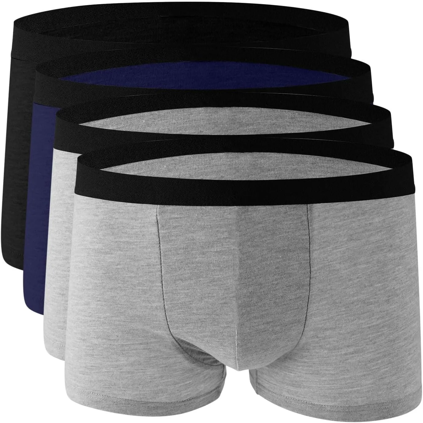 Plain Underwear for Men 4 Pack Cotton Stretch Boxer Briefs for Women Multipack Breathable Soft Trunks
