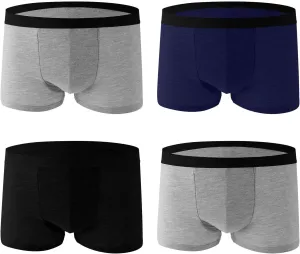Plain Underwear for Men 4 Pack Cotton Stretch Boxer Briefs for Women Multipack Breathable Soft Trunks