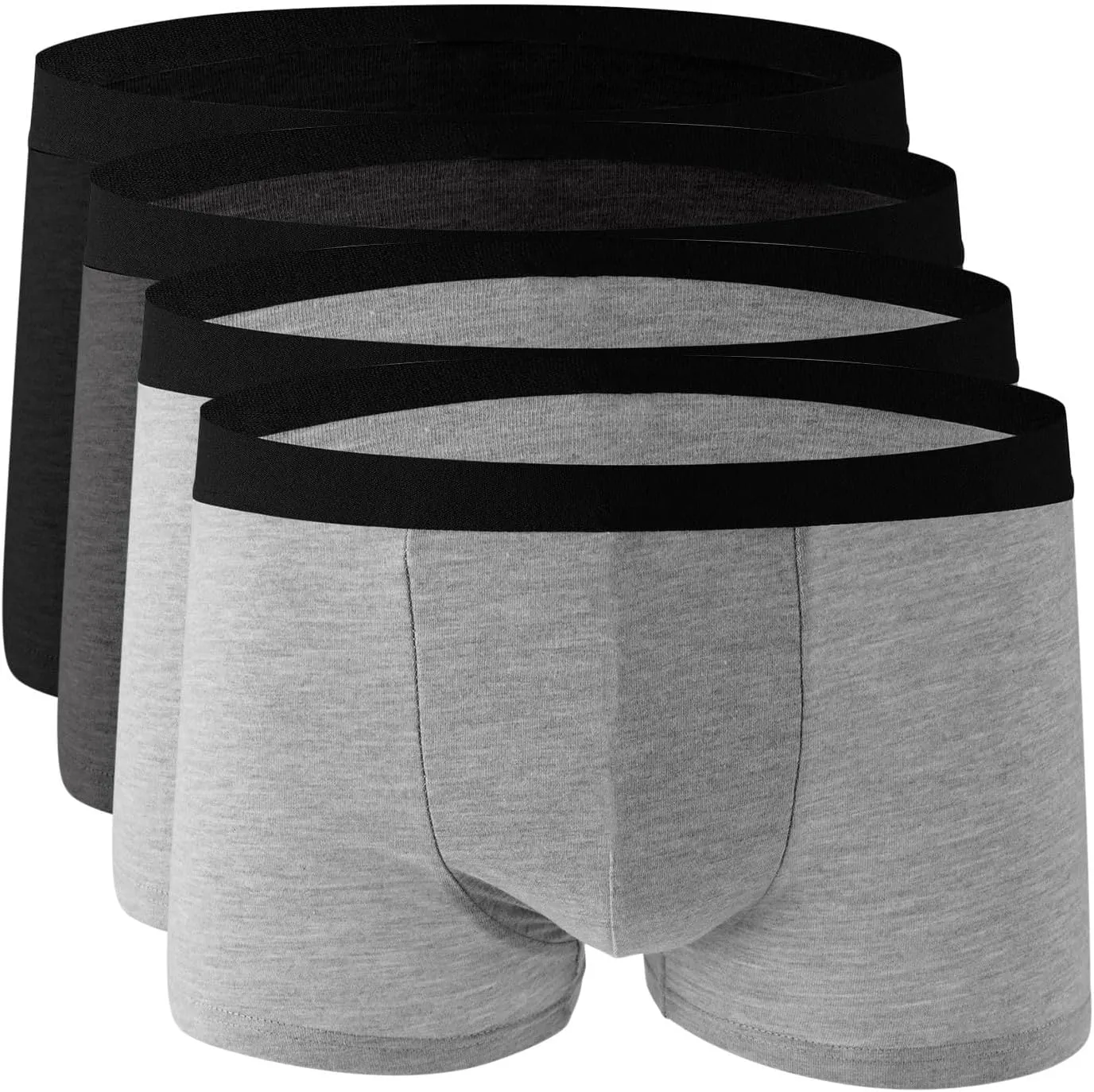 Plain Underwear for Men 4 Pack Cotton Stretch Boxer Briefs for Women Multipack Breathable Soft Trunks