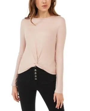 Planet Gold Juniors Twist-Front Sparkly Ribbed Top