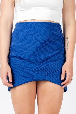 Pleated mini skirt deep blue