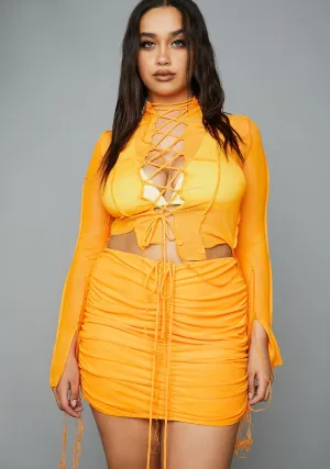 Plus Heating Up Mesh Skirt Set