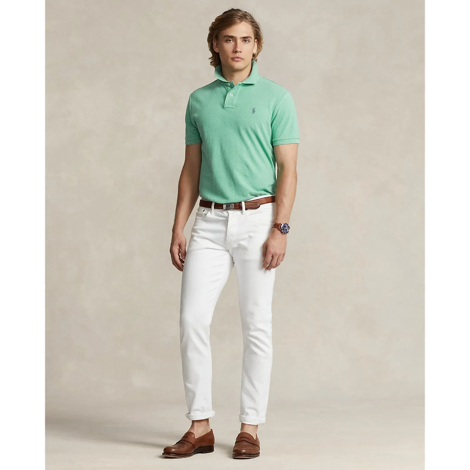 Polo Ralph Lauren - Custom Fit Mesh Polo - Resort Green Heather