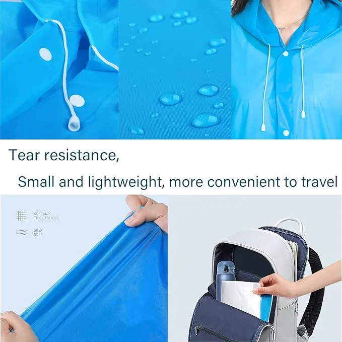 Potosala 2 Pack Rain Jackets Rain Poncho Rain Jackets Reusable Waterproof Rain Jacket for Travel, Bicycle Hiking Camping Fishing (EVA) Transparent Unisex