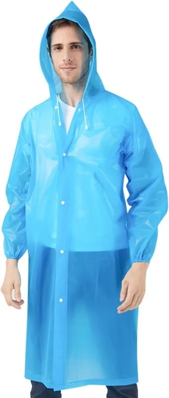 Potosala 2 Pack Rain Jackets Rain Poncho Rain Jackets Reusable Waterproof Rain Jacket for Travel, Bicycle Hiking Camping Fishing (EVA) Transparent Unisex