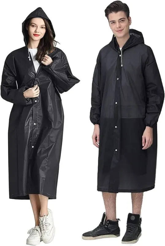 Potosala 2 Pack Rain Jackets Rain Poncho Rain Jackets Reusable Waterproof Rain Jacket for Travel, Bicycle Hiking Camping Fishing (EVA) Transparent Unisex
