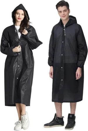 Potosala 2 Pack Rain Jackets Rain Poncho Rain Jackets Reusable Waterproof Rain Jacket for Travel, Bicycle Hiking Camping Fishing (EVA) Transparent Unisex