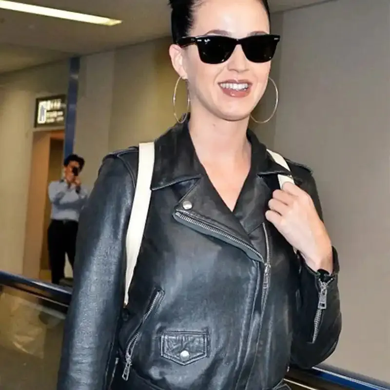 Premium Black Leather Jacket Worn By Katy Perry | Katy Perry Premium Black Leather Jacket