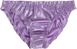 Prime Wardrobe Deals of The Day Ice Silk Satin Sexy Panties for Women V-Waist Wave Seamless No Show Bikini Briefs Teen Girl Cute Cheeky Underwear Purple Large