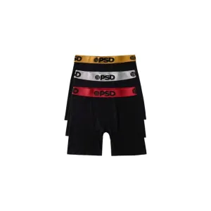 PSD Men's Black Chrome Cotton 3-Pack Boxer Briefs Medium Underwear - 424180186-BLK-M