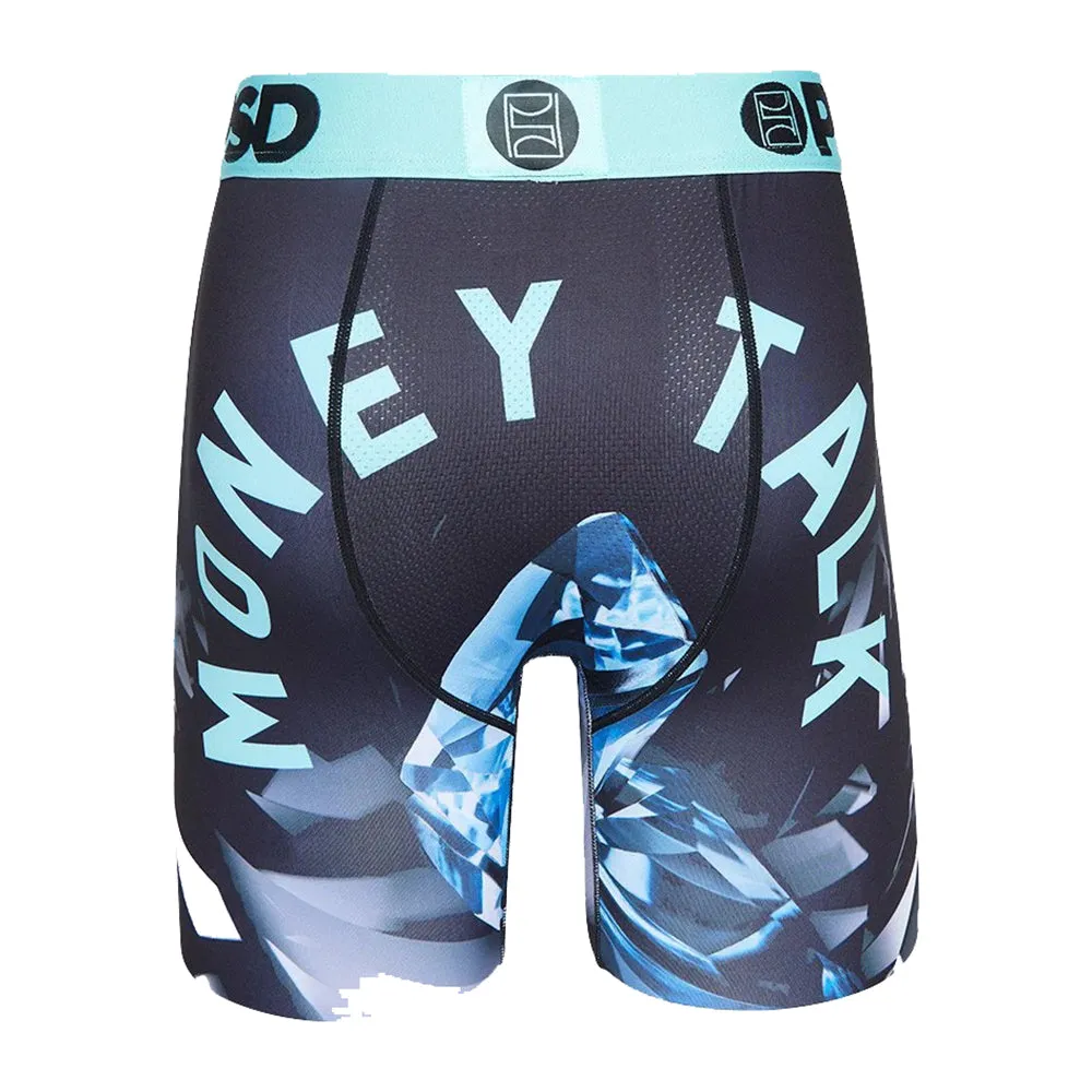 PSD Men's Black Money Talk Boxer Briefs Underwear - 122180025-BLK
