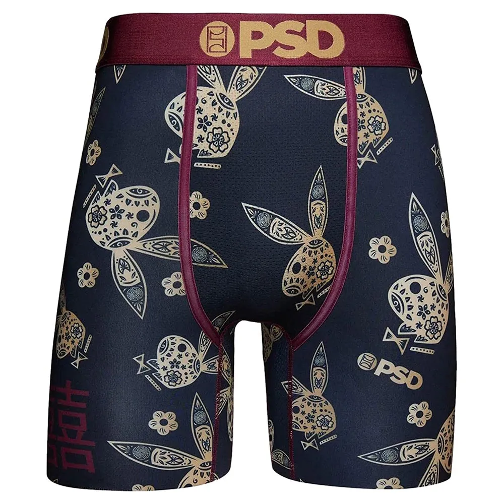PSD Men's Black Playboy Chinese Boxer Briefs Underwear - 422180156-BLK
