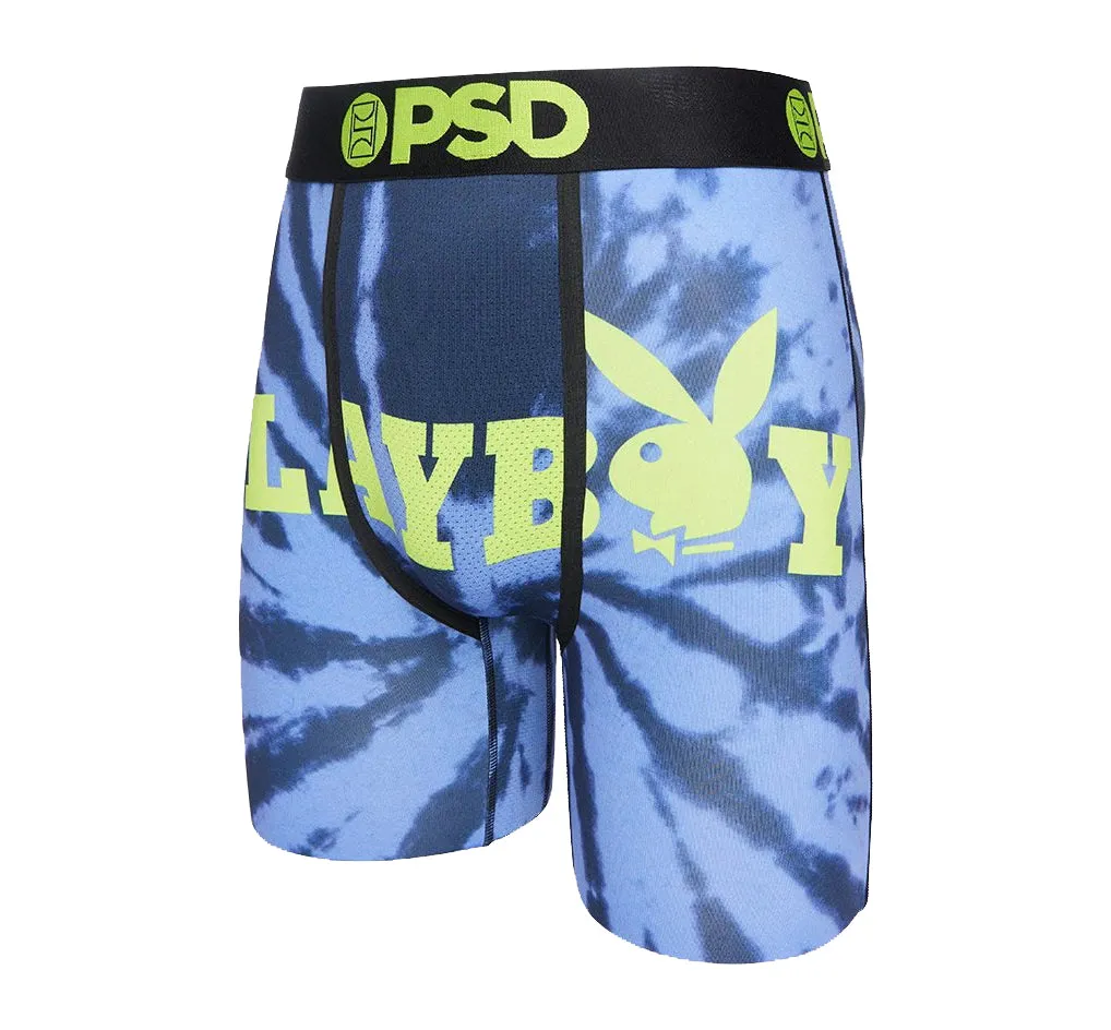 PSD Men's Black Playboy Tie Dye Logo Boxer Briefs Underwear - 122180047-BLK