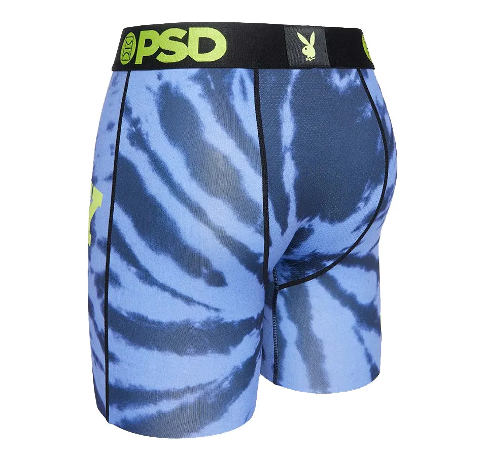 PSD Men's Black Playboy Tie Dye Logo Boxer Briefs Underwear - 122180047-BLK