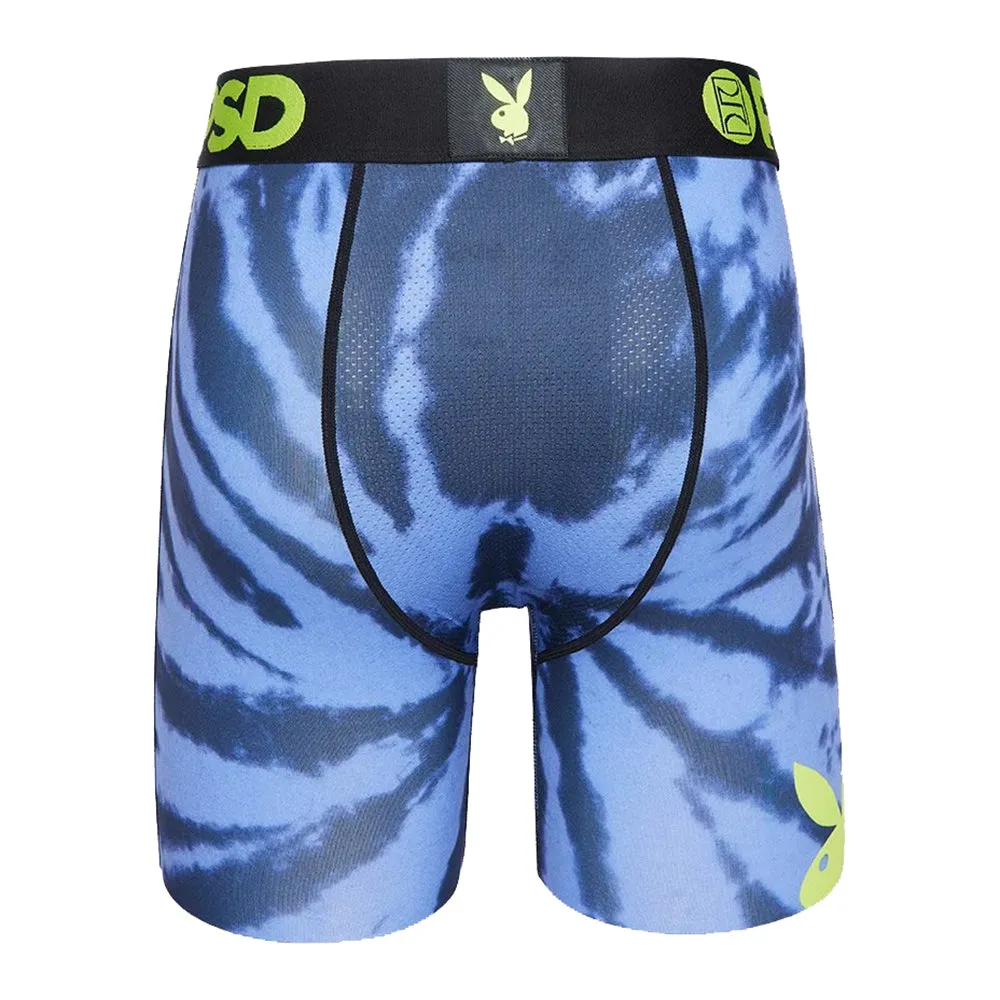 PSD Men's Black Playboy Tie Dye Logo Boxer Briefs Underwear - 122180047-BLK
