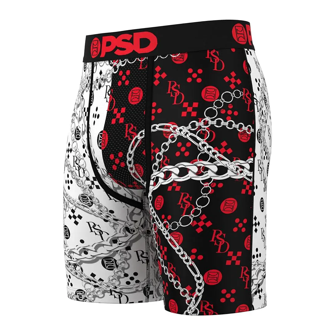 PSD Men's Multicolor 7 Inch Inseam Breathable And Supportive With Moisture-Wicking Fabric Luxury Print Boxer Briefs Extra Large Underwear (Knit) - 224180220-MUL-XL