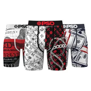 PSD Men's Multicolor 7 Inch Inseam Breathable And Supportive With Moisture-Wicking Fabric Luxury Print Boxer Briefs Extra Large Underwear (Knit) - 224180220-MUL-XL