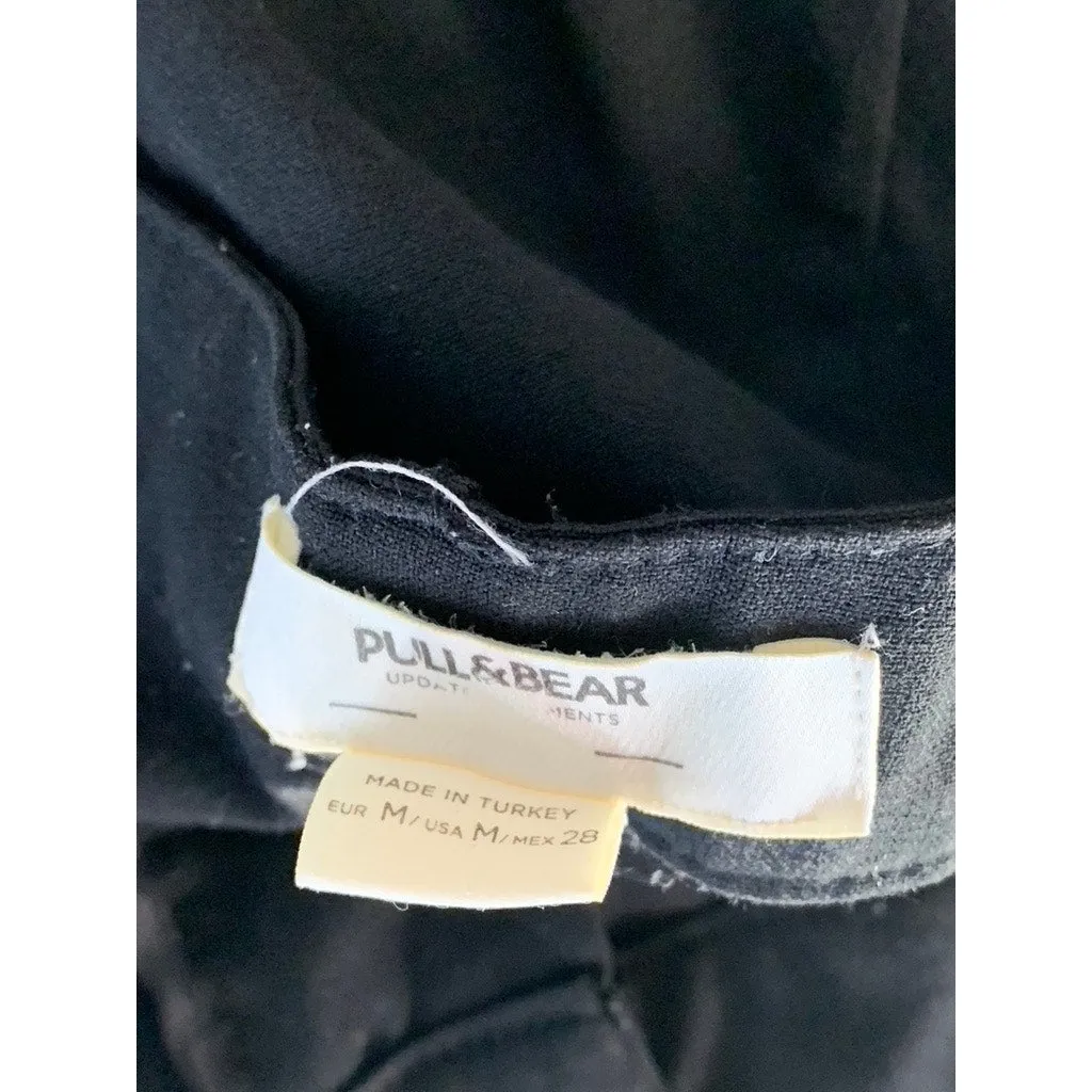 PULL & BEAR Women's Black Solid Wide-Leg Dress Pants SZ M
