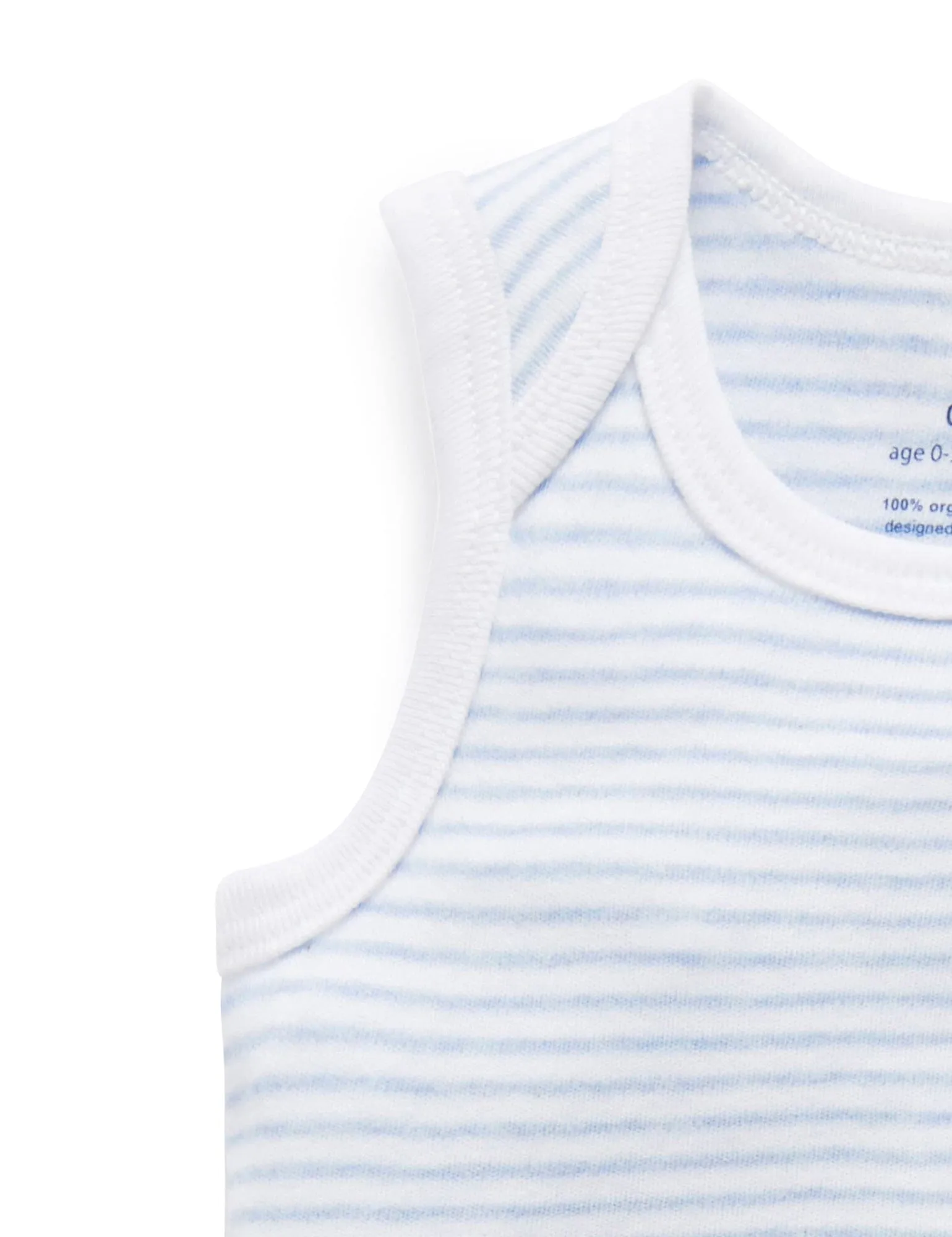 Purebaby - 2 Pack Singlet Bodysuit | Pale Blue