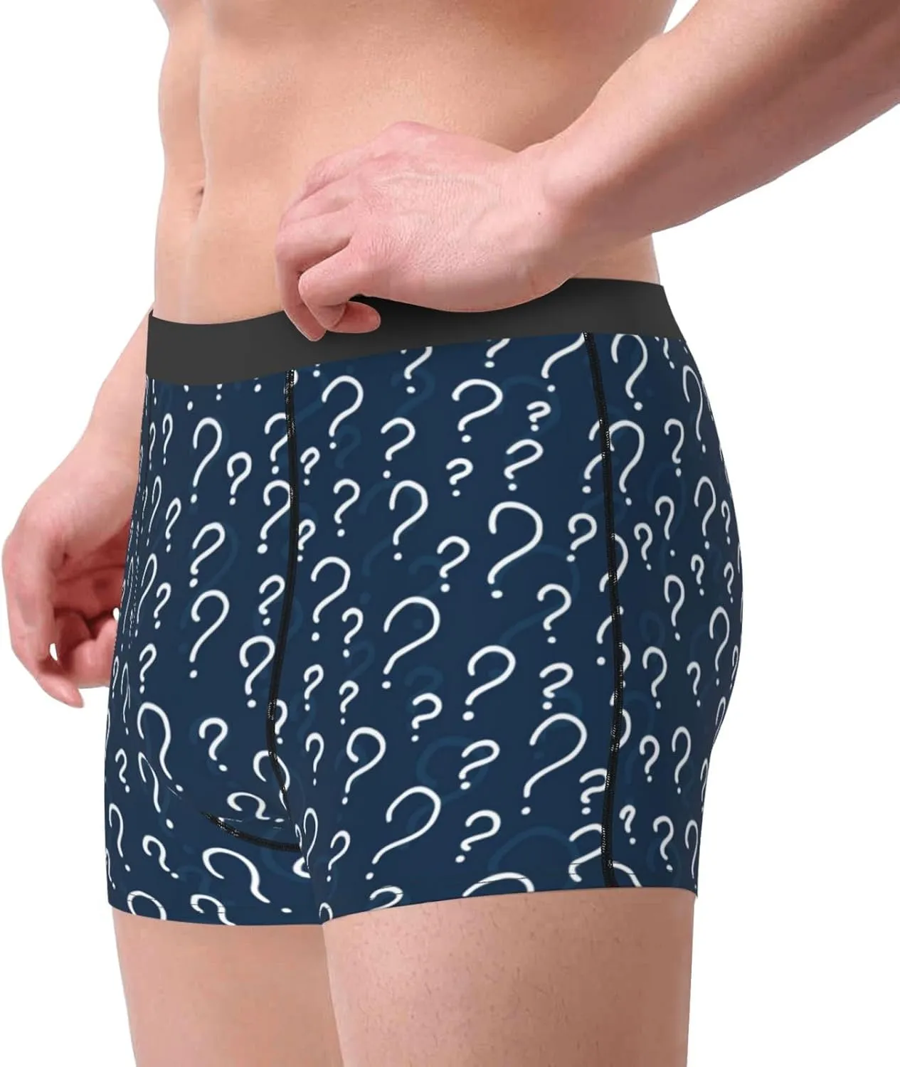 Question Marks Print Boxer Briefs For Men Breathable Underwear-