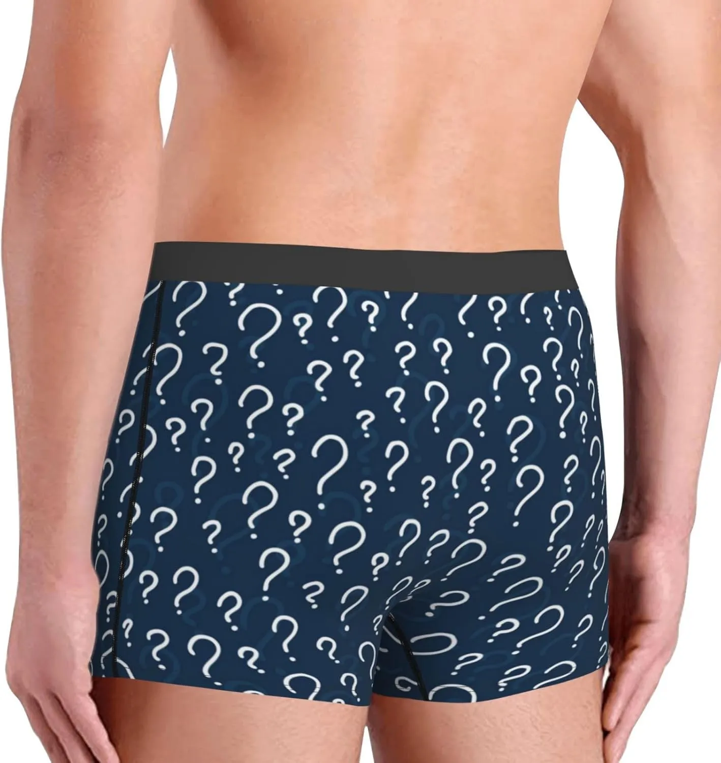 Question Marks Print Boxer Briefs For Men Breathable Underwear-