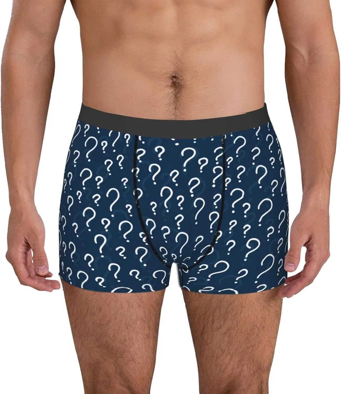 Question Marks Print Boxer Briefs For Men Breathable Underwear-