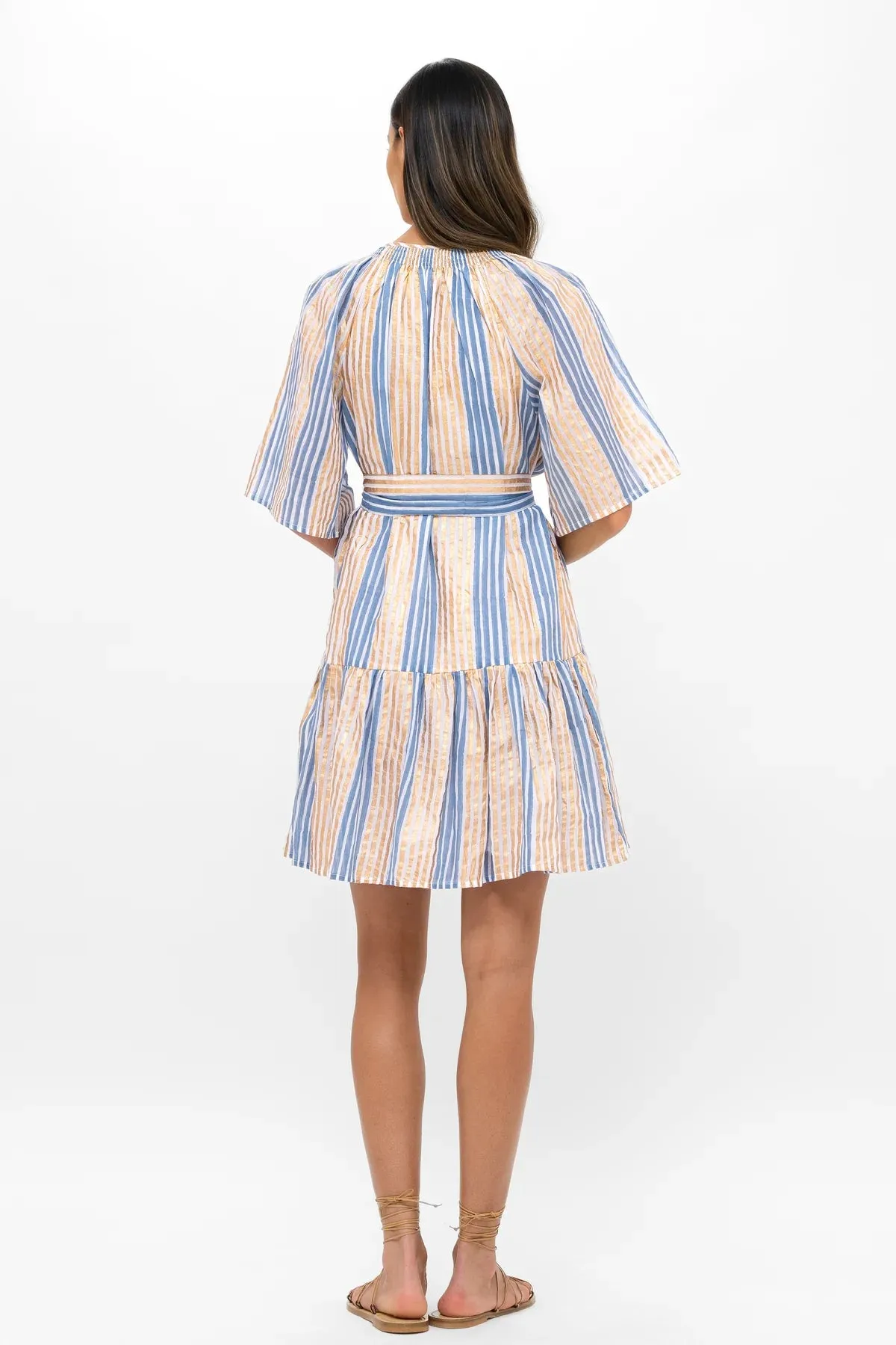 Raglan Belted Mini Dress - Samoa Blue Gold