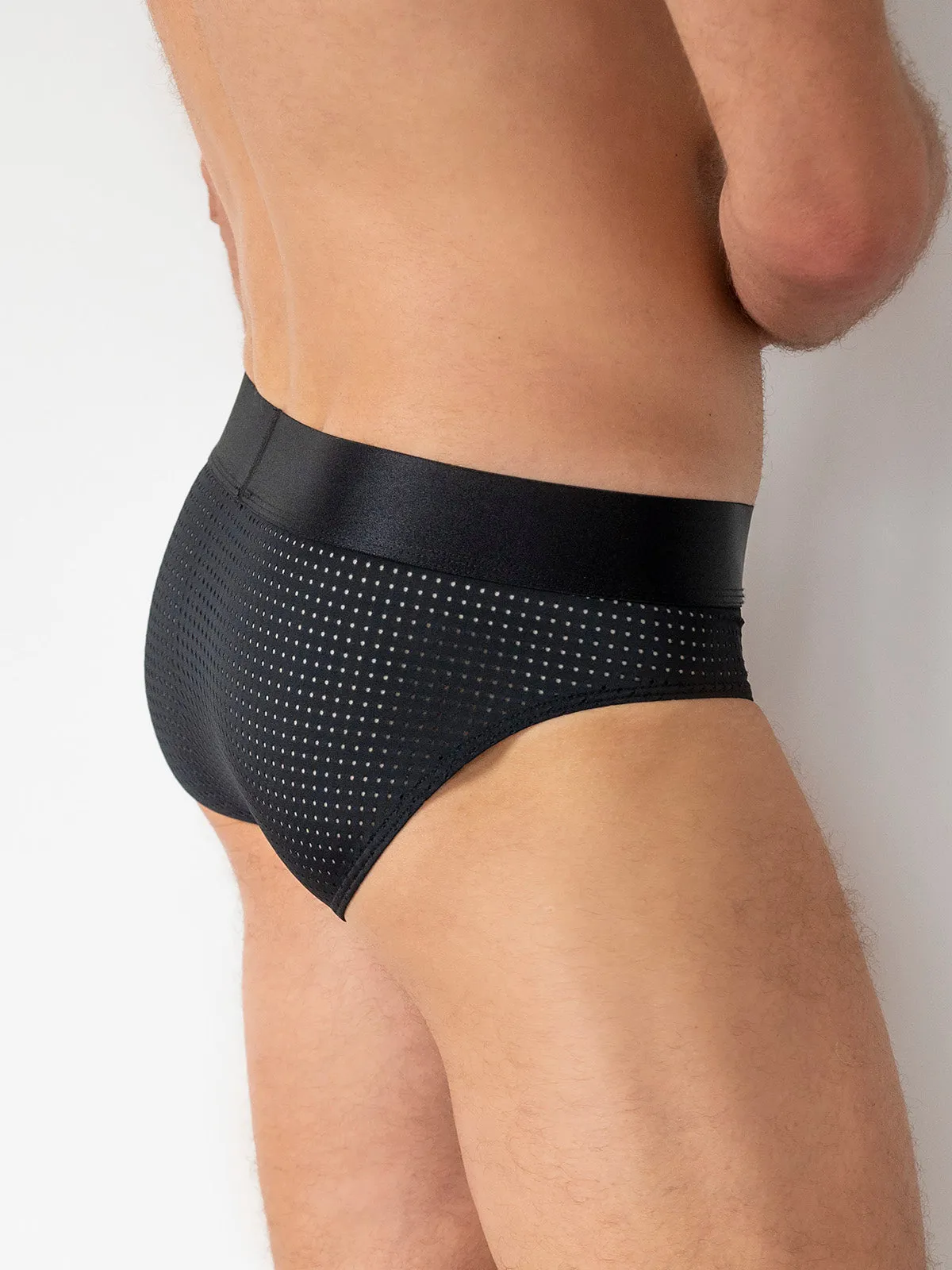 Rainbow Pouch Mesh Briefs - Black