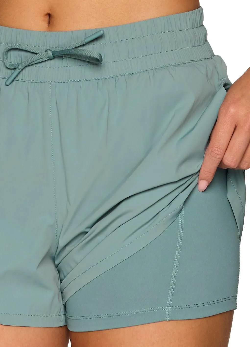 RBX Active Women's Workout Running Shorts with Attached Bike Short
