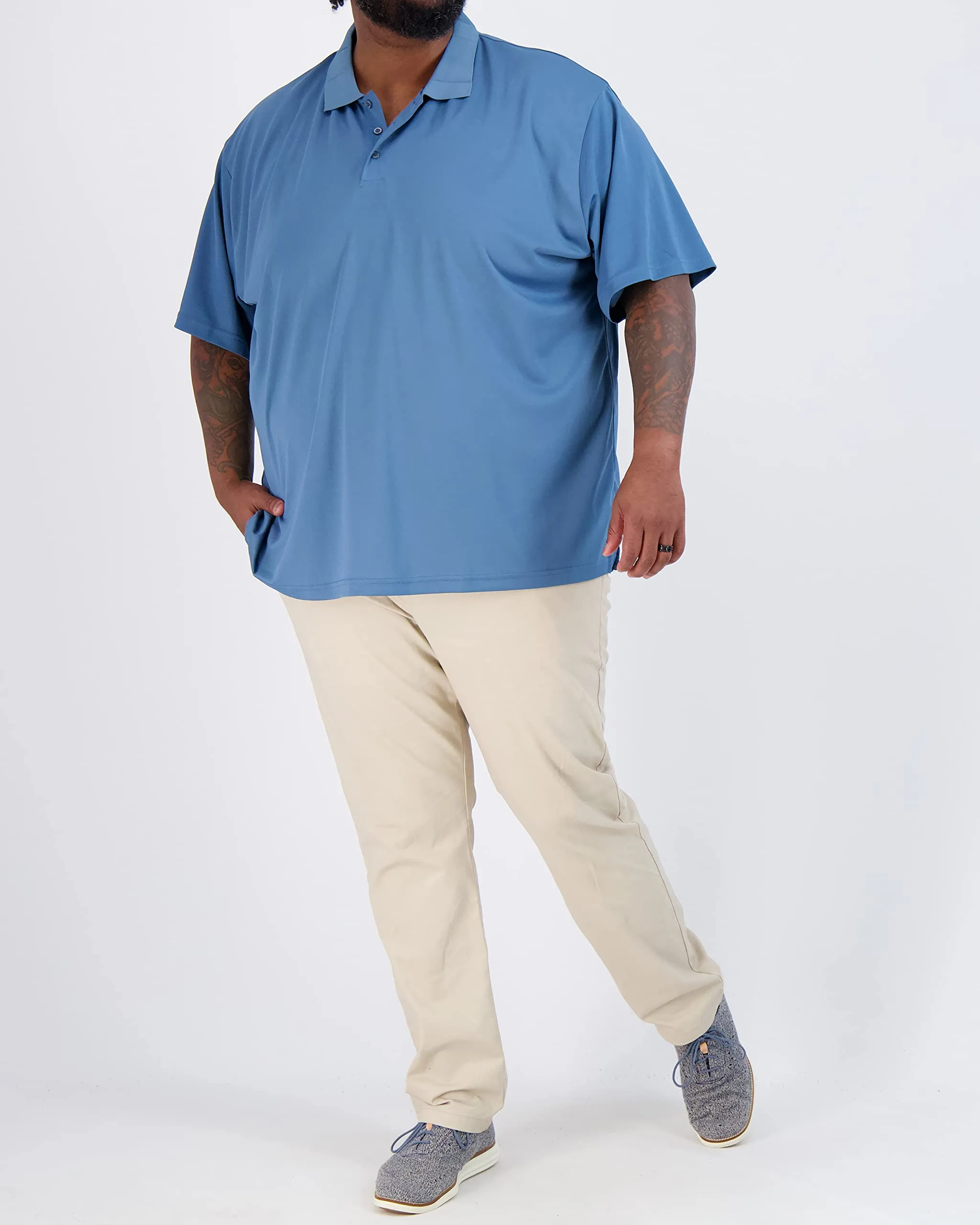 Real Essentials Mens Big and Tall Dry Dri Fit Polo Shirt Short Sleeve Golf Tennis Active Athletic Performance King Size Casual Tee
