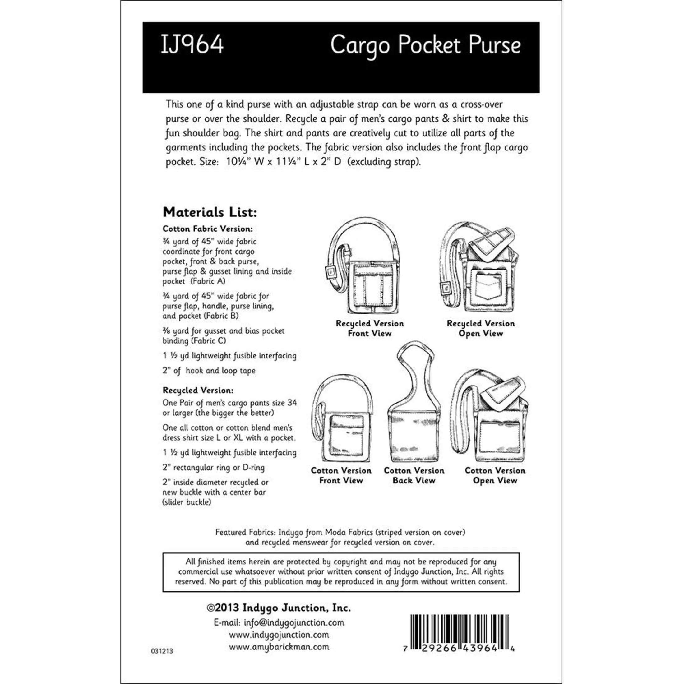 Recycled Cargo Pocket Purse Pattern