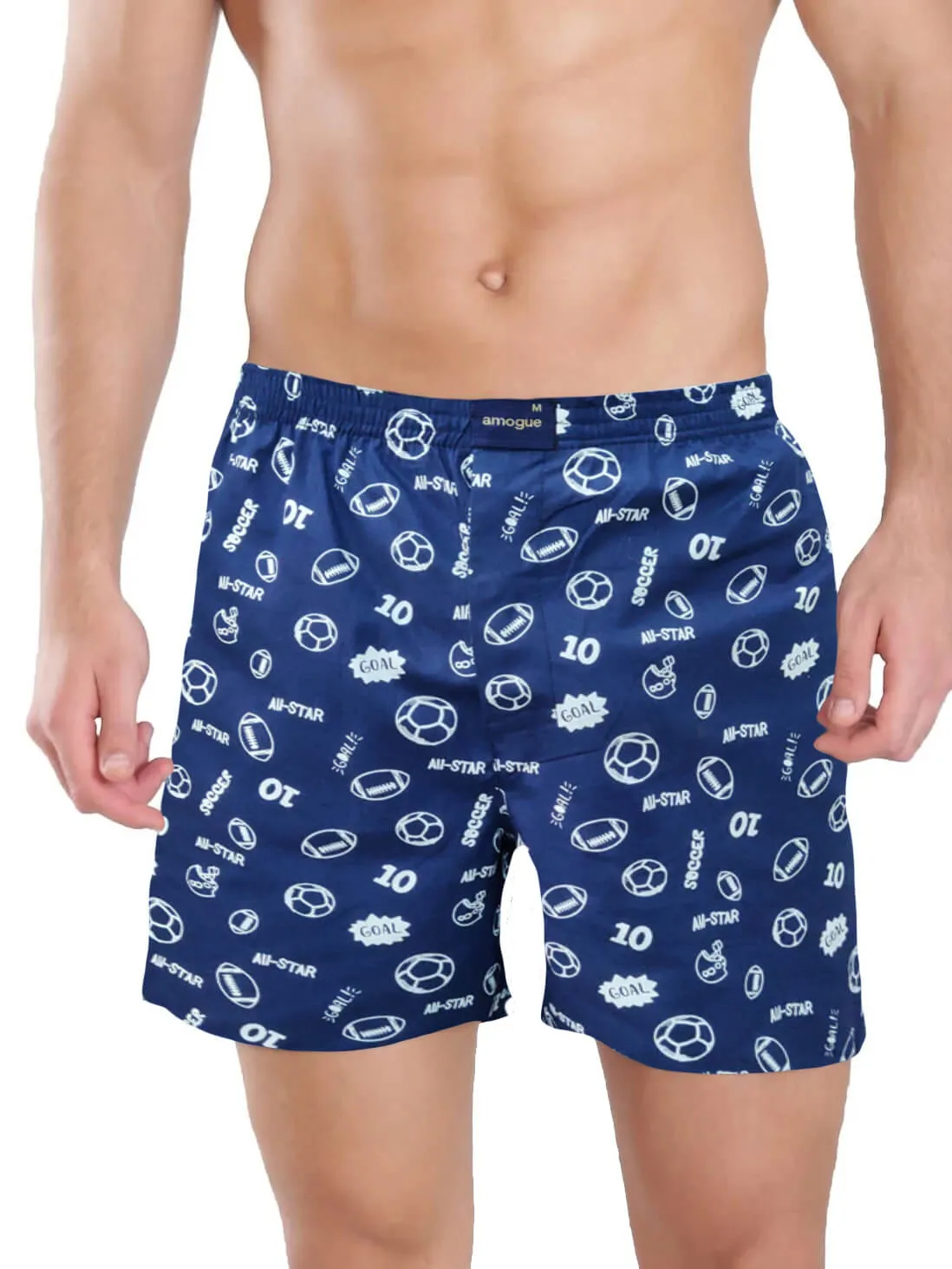 Red & Navy Blue Printed Men's Boxer Shorts(Pack of 2)