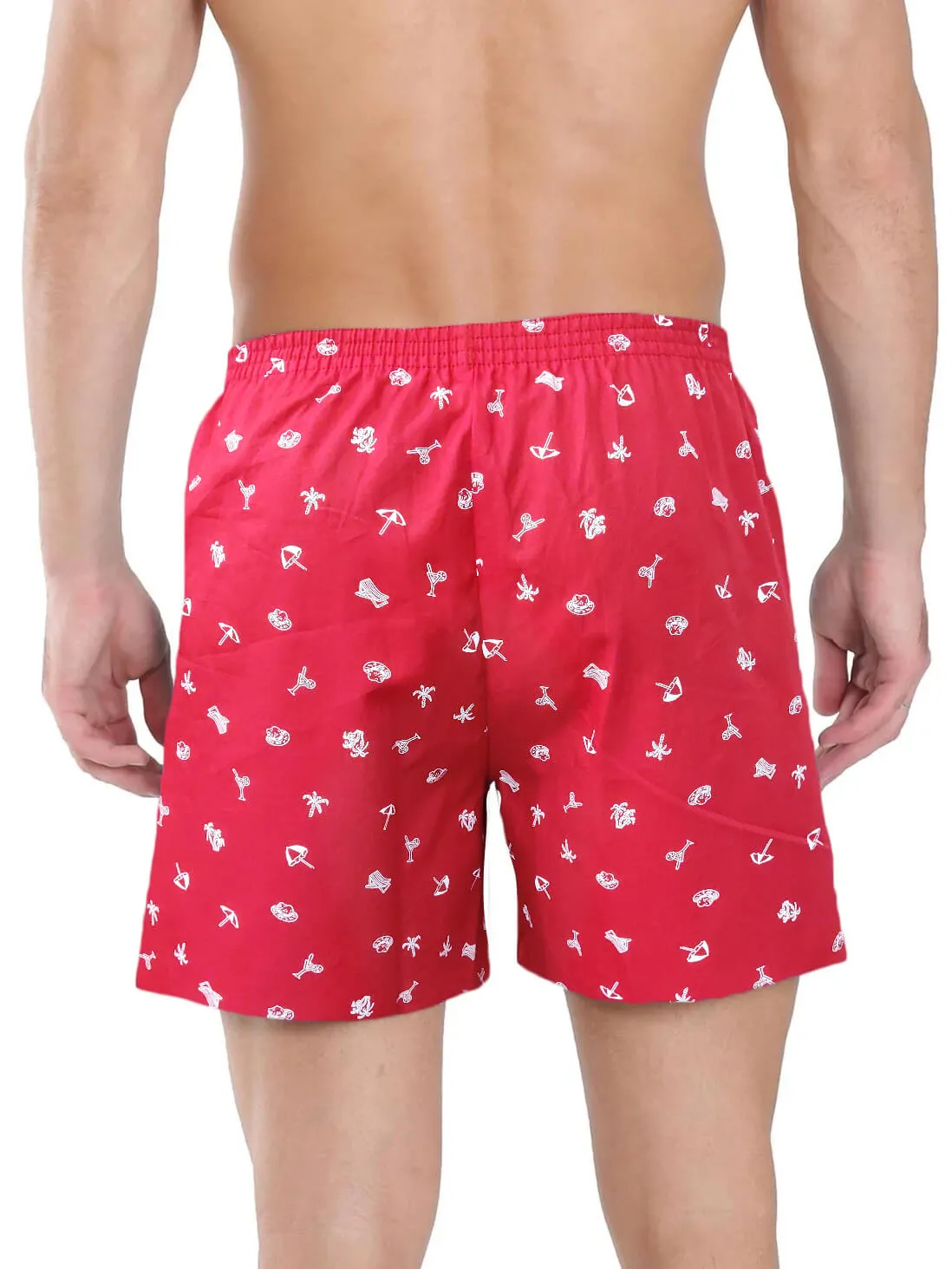 Red & Navy Blue Printed Men's Boxer Shorts(Pack of 2)