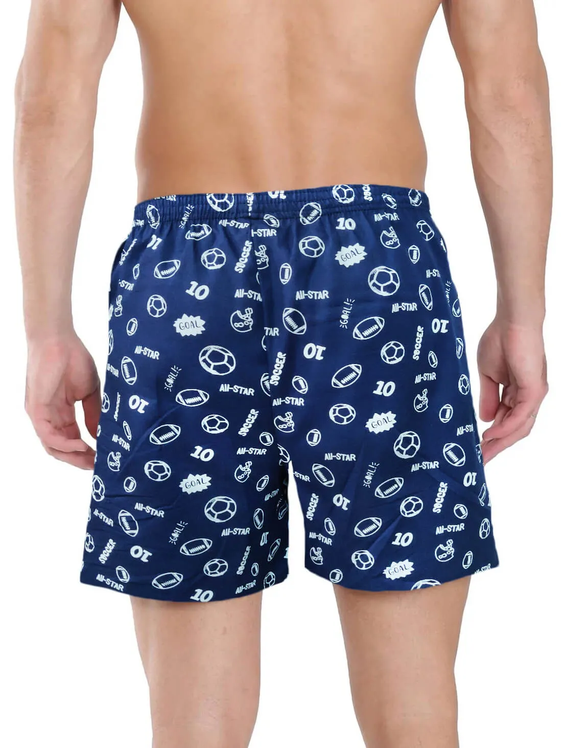 Red & Navy Blue Printed Men's Boxer Shorts(Pack of 2)
