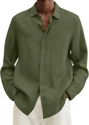 Relaxed Fit Button Down Shirts for Men Casual Plain Dress Shirt Fall Long Sleeve T-Shirt Regular Fit Beach Tee Tops