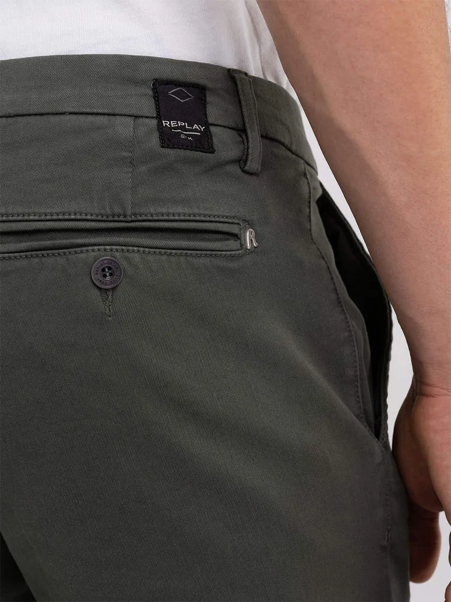 Replay Zeumar Hyperflex Chino Dark Green For Men