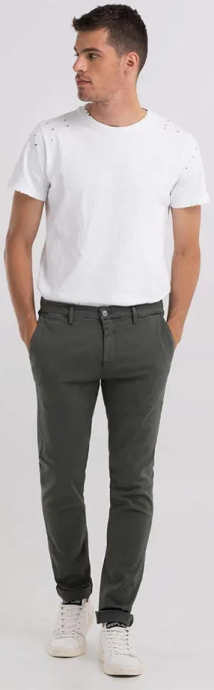 Replay Zeumar Hyperflex Chino Dark Green For Men