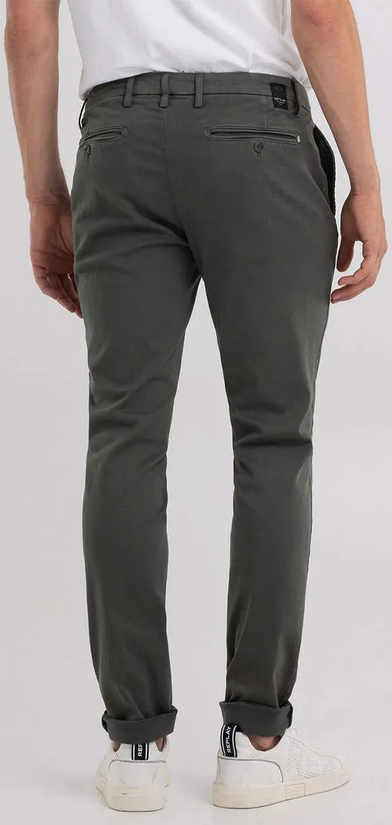 Replay Zeumar Hyperflex Chino Dark Green For Men