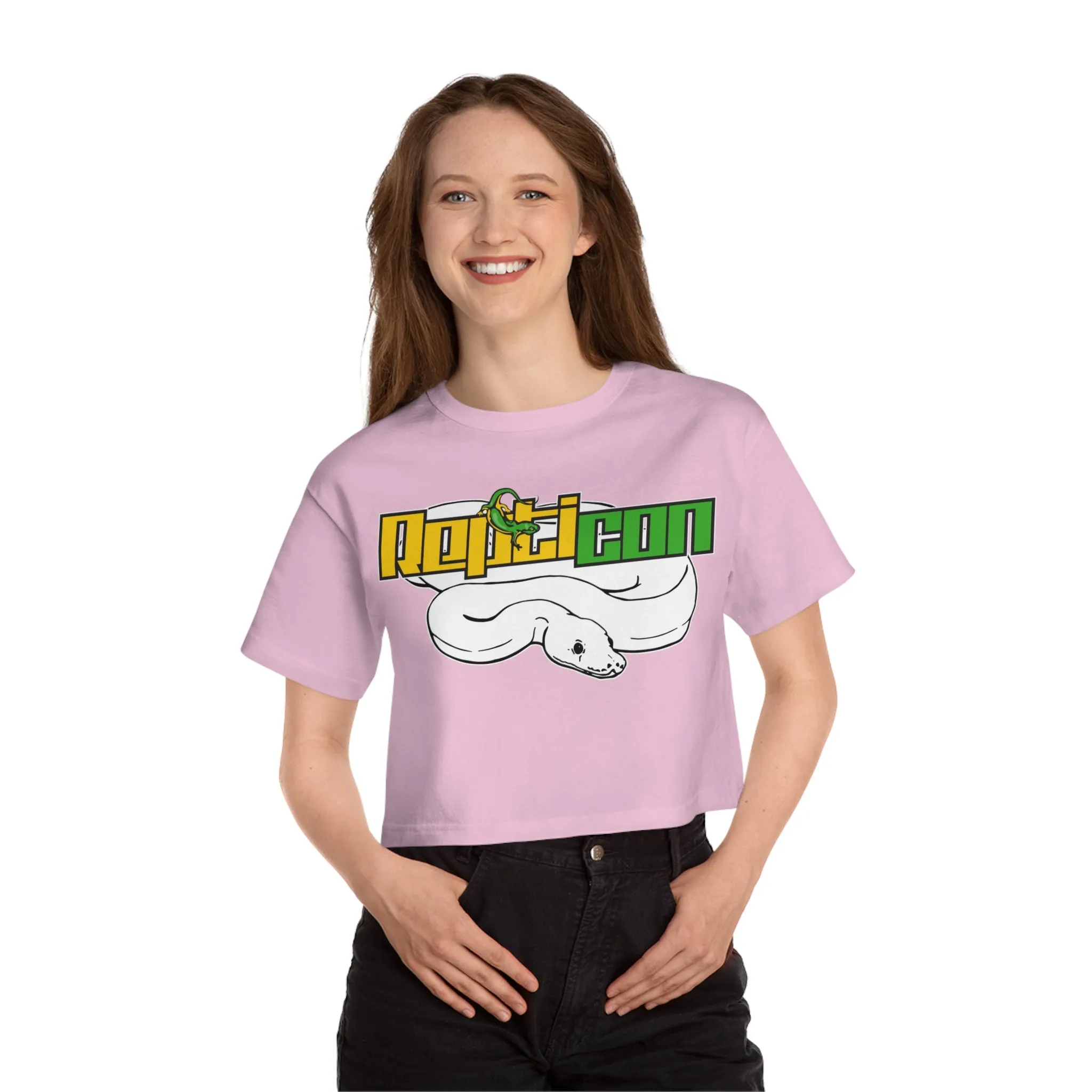 Repticon Champion Women's Heritage Cropped T-Shirt w/ White Ball Python