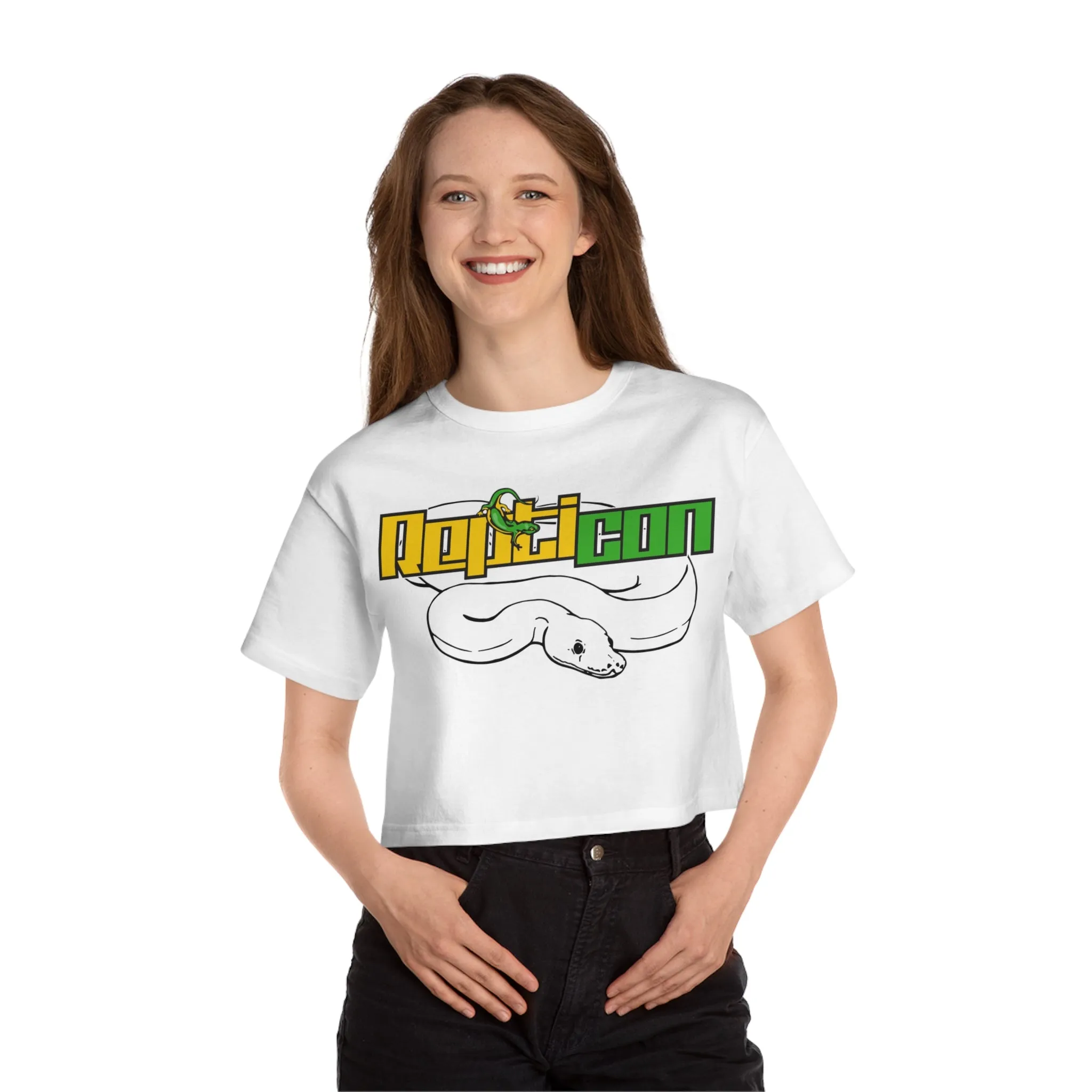 Repticon Champion Women's Heritage Cropped T-Shirt w/ White Ball Python