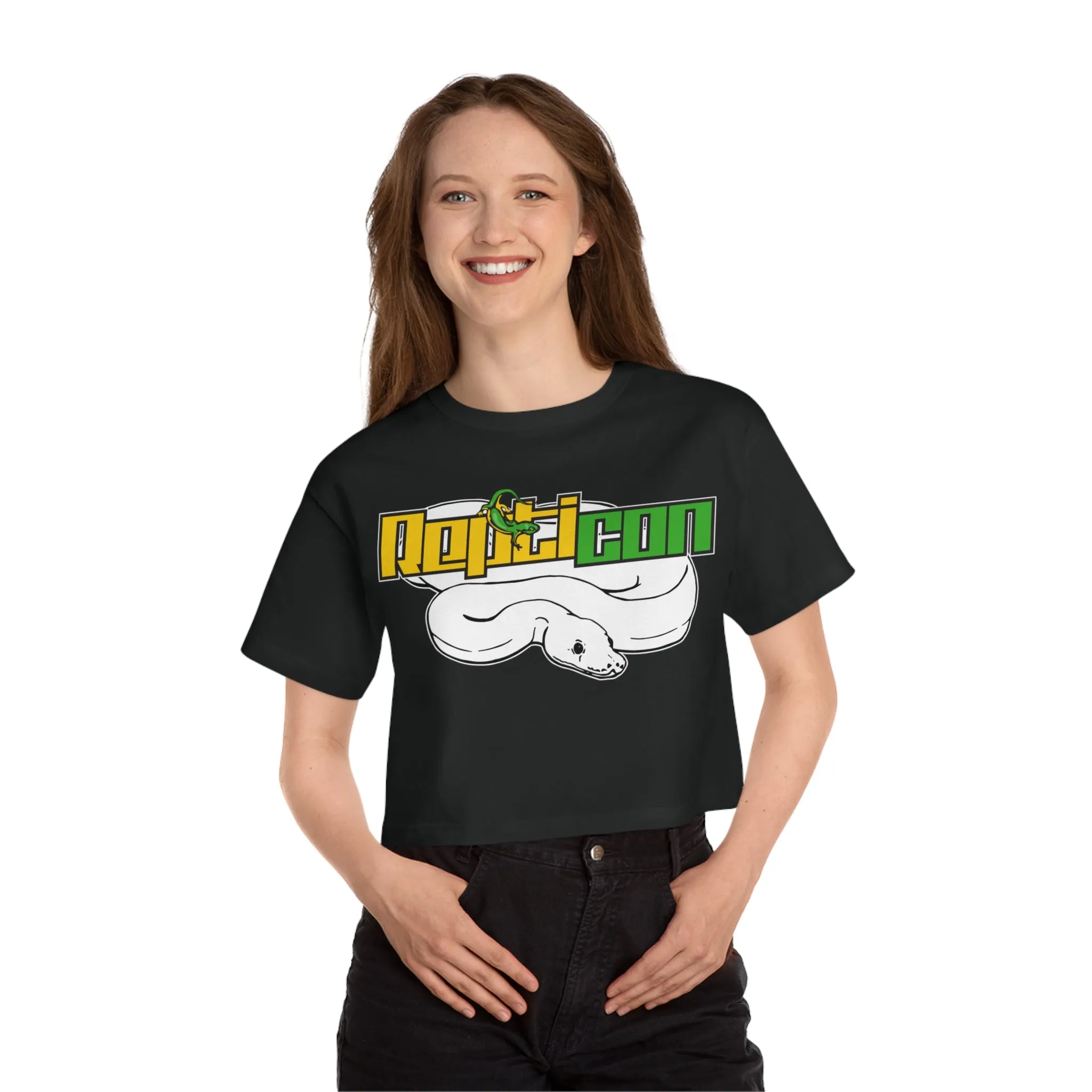 Repticon Champion Women's Heritage Cropped T-Shirt w/ White Ball Python