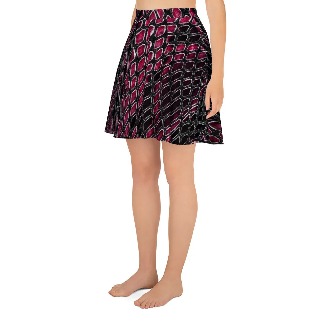 Reptile Print Flared Skater Skirt for Women, lioness-love