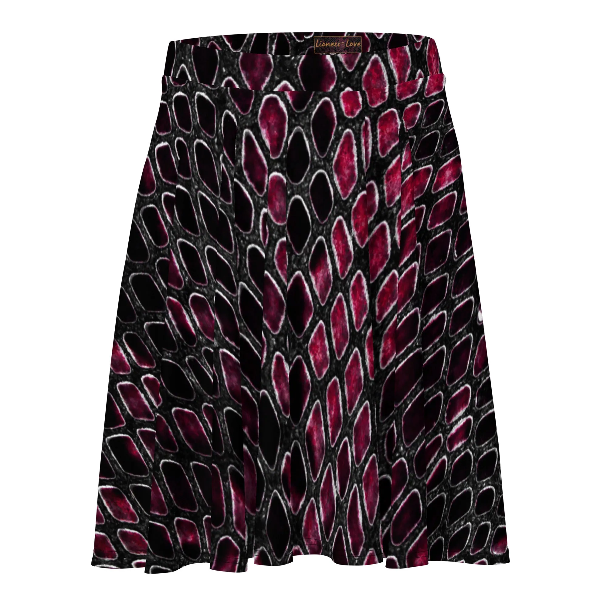 Reptile Print Flared Skater Skirt for Women, lioness-love