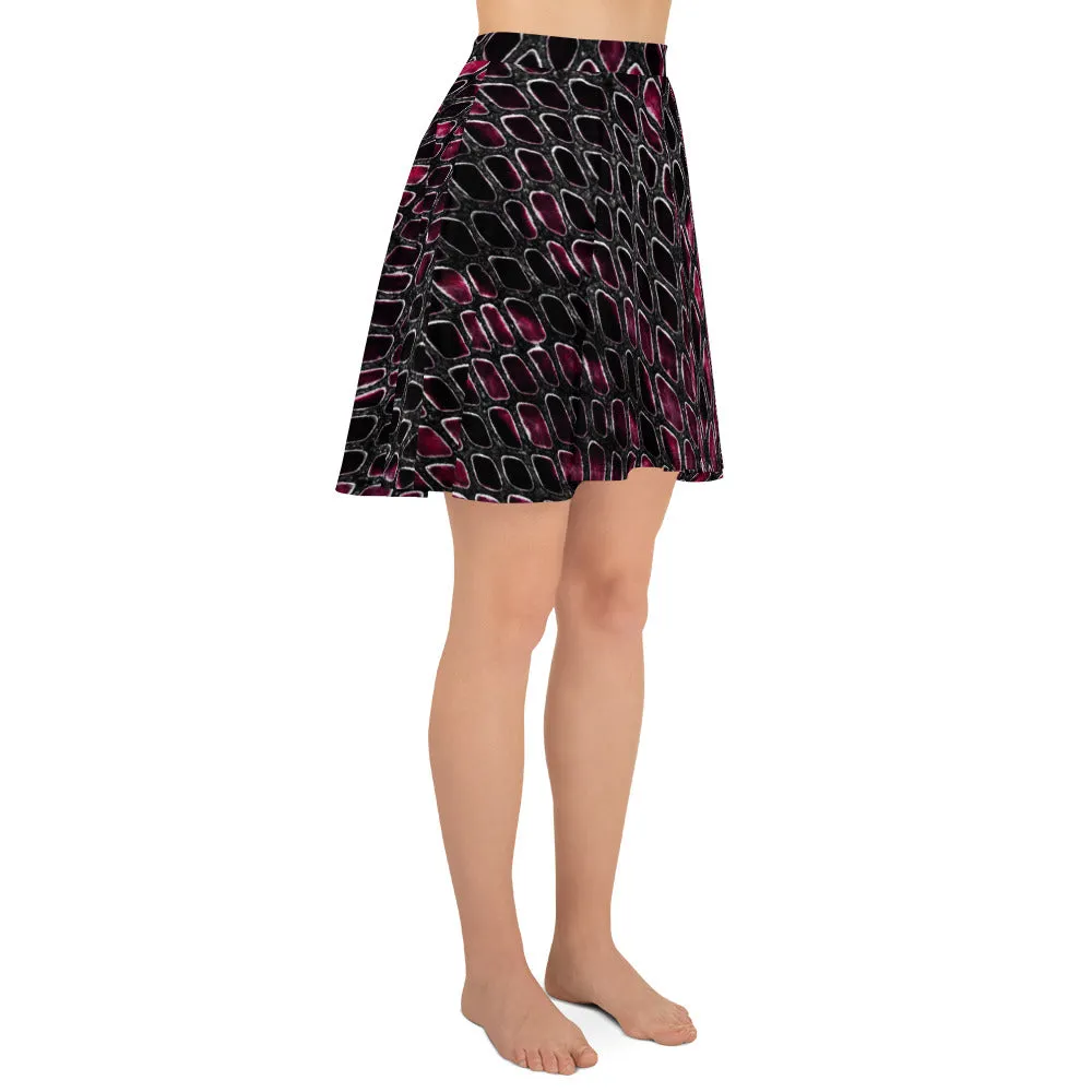 Reptile Print Flared Skater Skirt for Women, lioness-love