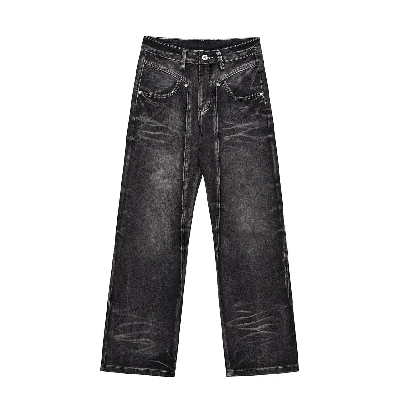 Retro Minority Splicing Worn Jeans