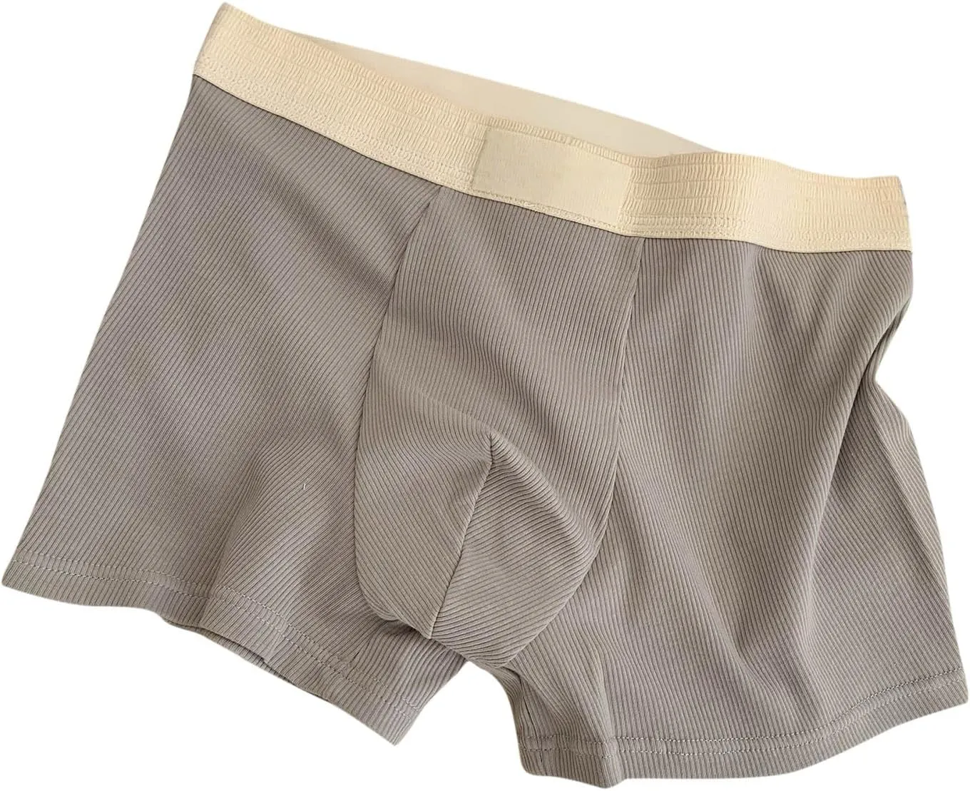 Rib Cotton Boxer Briefs for Men Casual Soft Underwear Mens Plain Breathable Boxers Ribbed Trunks Underwear