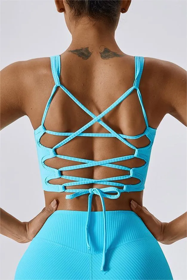 Ribbed Caged Back Sports Bra
