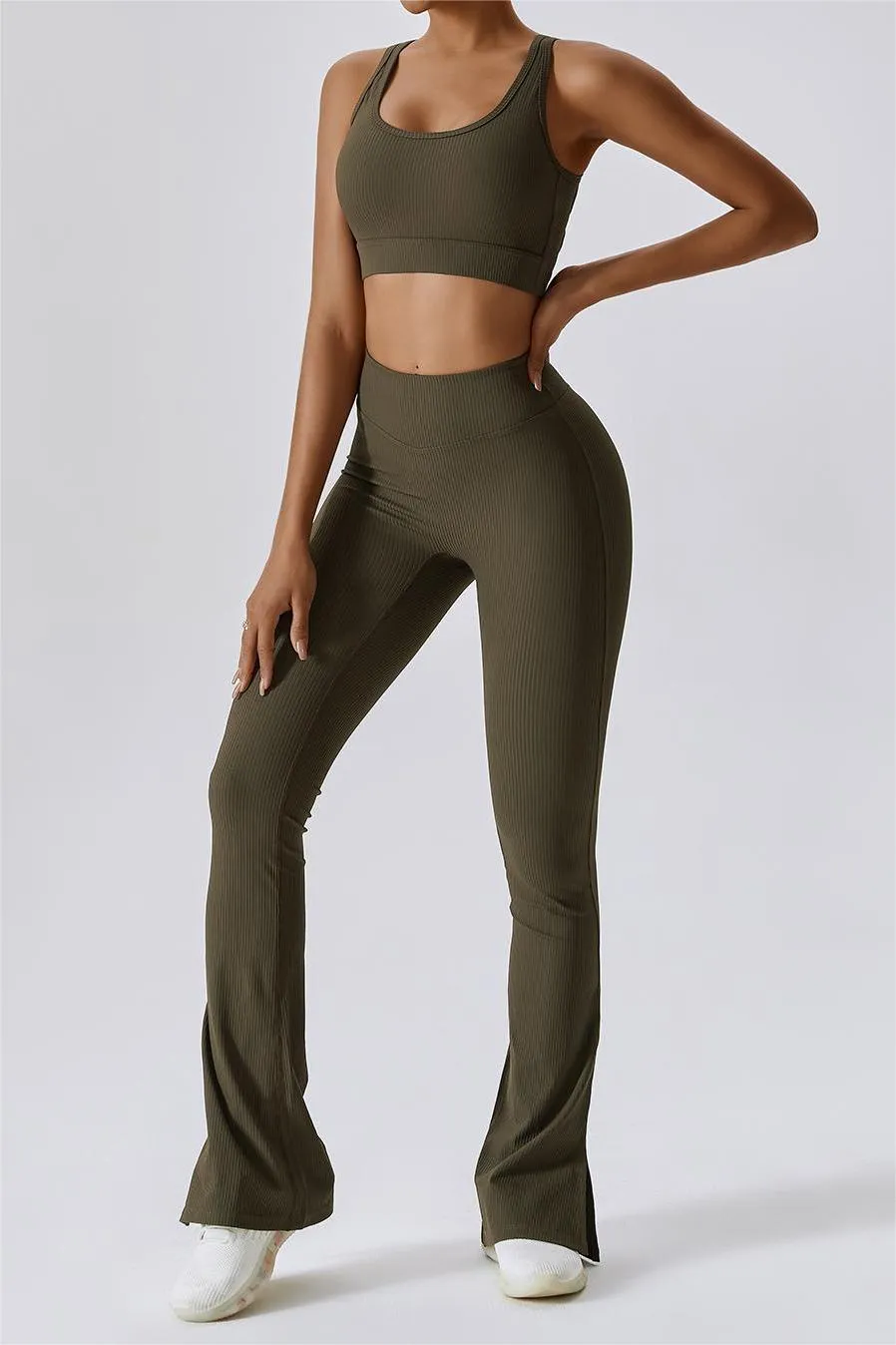 Ribbed Caged Back Sports Bra